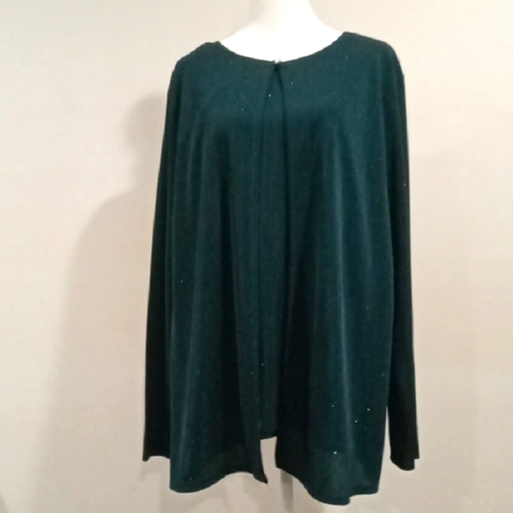 Jaclyn Smith Green Oversized Long Sleeve Blouse